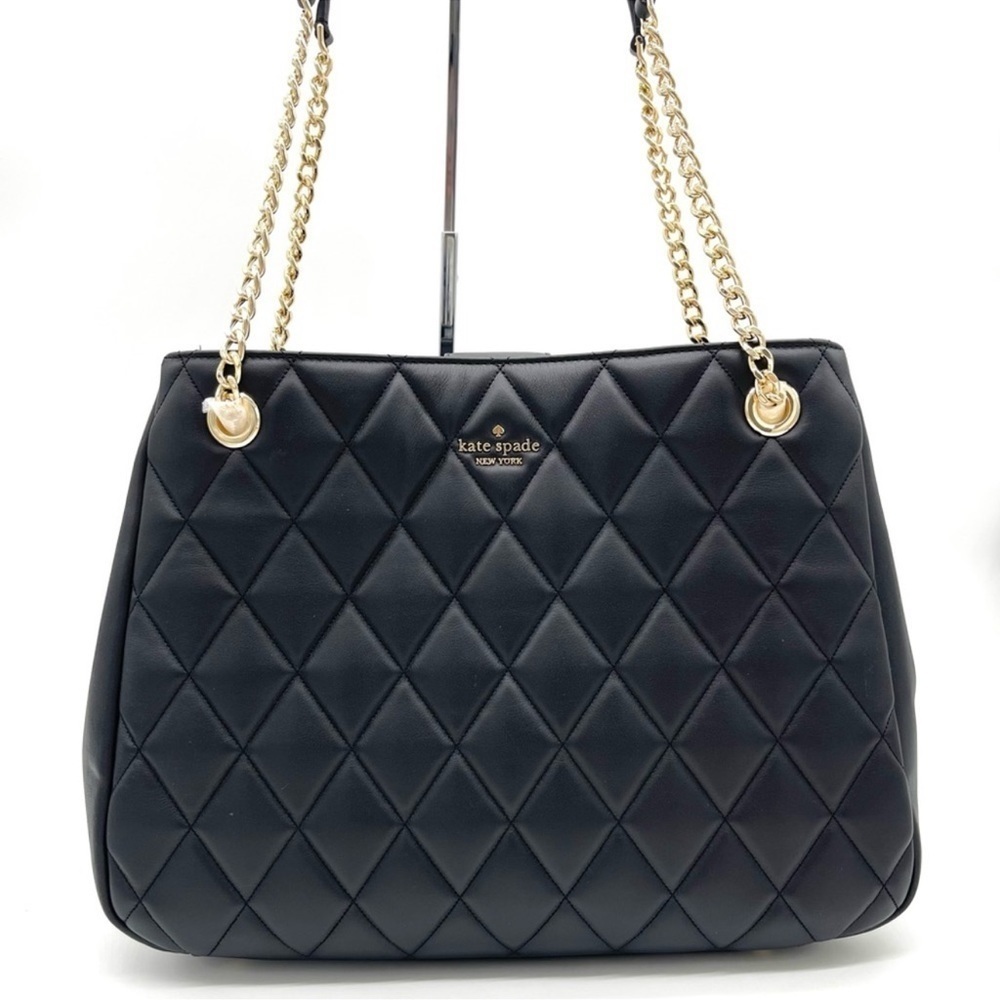 Kate Spade Carey Large Smooth Quilted Leather Tote Bag Black